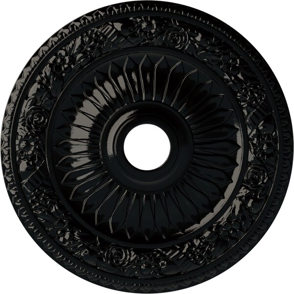 Ekena Millwork Bellona Ceiling Medallion (Fits Canopies up to 3 5/8"), 23 5/8"OD x 3 5/8"ID x 1 1/8"P, Black Pearl CM23BEBPS - main